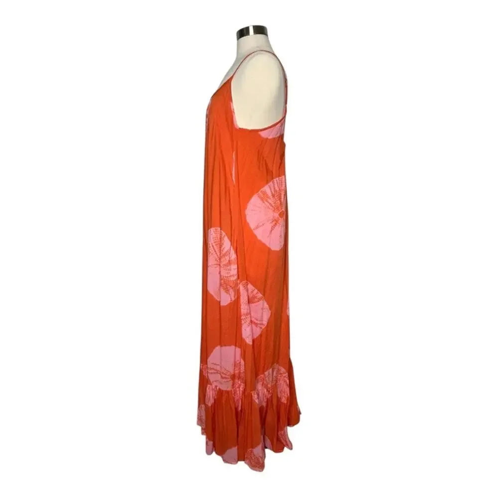 Anthropologie Norblack Norwhite Women's Orange Pink Flowy Tie Dye Maxi Dress S - Picture 3 of 10